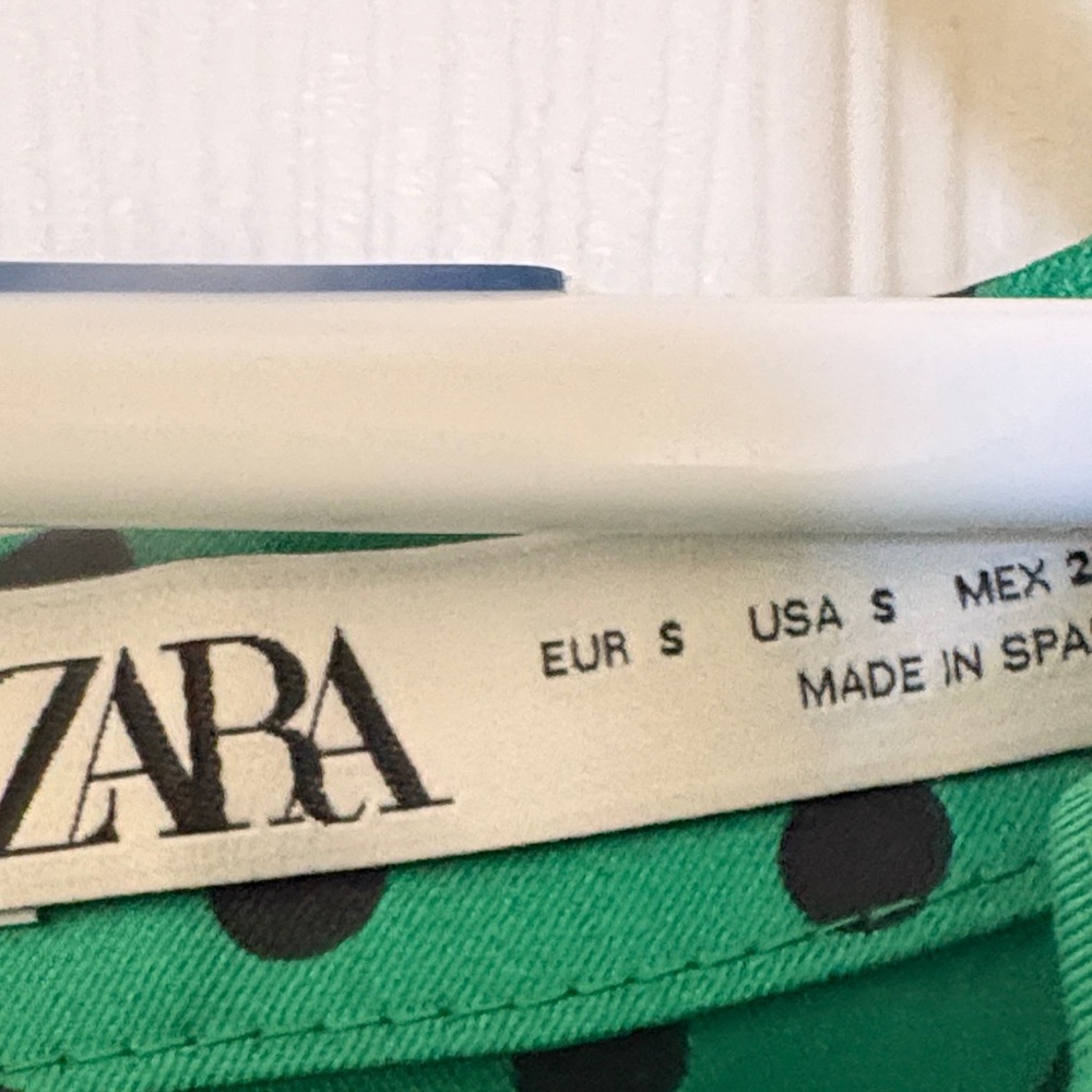 Zara Green Top with Black Polka Dots